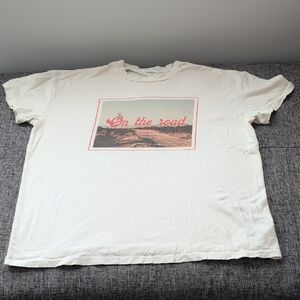 Denim Forum Cream 'On the Road' Graphic Tee